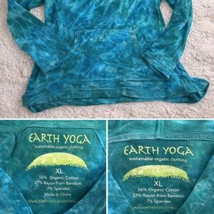 Earth Yoga Teal Turquoise Tie Dye Hoodie XL Organic Cotton Bamboo Pullover